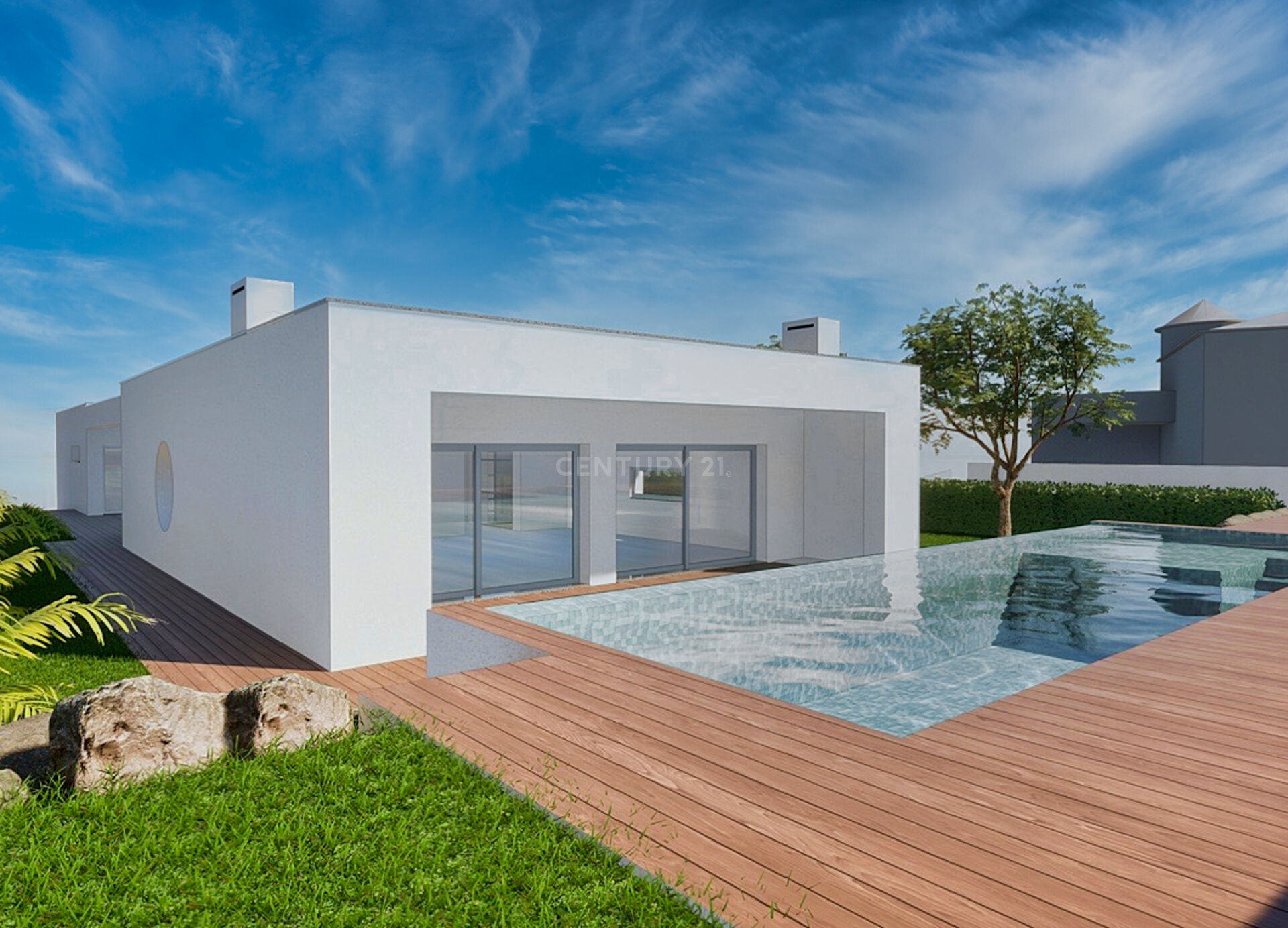 Moderne 3-SZ Villa mit Pool und Garage in Mexilhoeira Grande